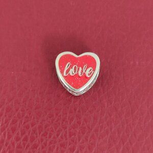 Pandora Aruba Love Glitter Red Heart Charm Bead S925 Silver